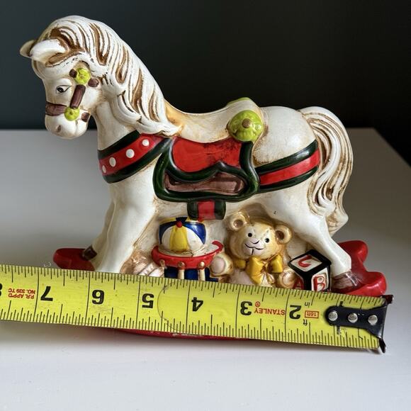 Vintage Rocking Horse Coin Piggy Bank  6.75" Enesco 1981 Hand Painted C1 - Picture 11 of 11